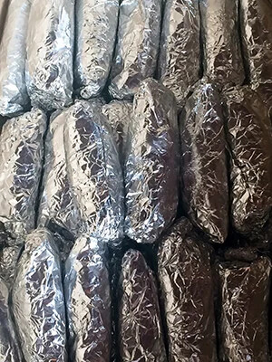 Packed meals ready for distribution